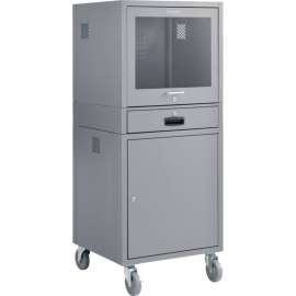 Global Industrial Mobile Computer Cabinet, Dark Gray, Unassembled