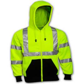 Tingley S78122 Class 3 Hooded Sweatshirt, Fluorescent Lime, 2XL