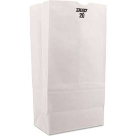 Duro Bag Paper Grocery Bags, #20, 8-1/4"W x 5-5/16"D x 16-1/8"H, White, 500/Pack