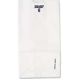 Duro Bag Paper Grocery Bags, #6, 6"W x 3-5/8"D x 11-1/16"H, White, 500/Pack