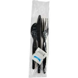 Boardwalk Six Piece Condiment/Fork/Knife/Napkin/Spoon Cutlery Kit, Black, Pack of 250