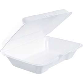 Dart Foam Container, 9-5/16"L x 6-3/8"W x 2-5/8"H, White, Pack of 200