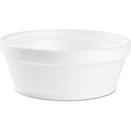 Dart Foam Food Container, Squat, 8 oz, 4-5/8" Dia. x 1-1/8"H, White, Pack of 500