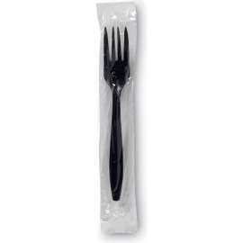 Dixie Individually Wrapped Fork, Polypropylene, Black, Pack of 1000