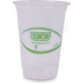 Eco-Products GreenStripe Renewable & Compostable Cold Drink Cups, 16 oz, Clear, Pack of 1000