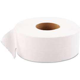 JRT Jumbo Bath Tissue, Septic Safe, 1-Ply, White, 9" Diameter, 12 Rolls/Case