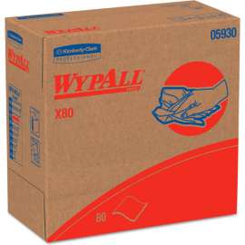 WypAll X80 Cloths with HYDROKNIT, 9.1" x 16.8", Red, Pop-Up Box, 80/Box, 5 Box/Case