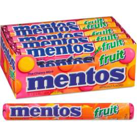 Mentos Chewy Mints, 1.32 oz., Mixed Fruit, 15 Rolls/Box
