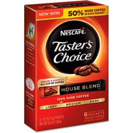 Nescafé Taster's Choice House Blend Instant Coffee, 0.1oz Stick, 6/Box, 12Box/Carton