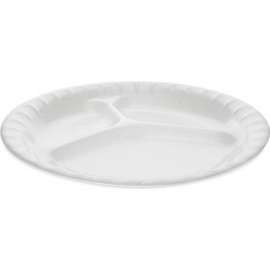 Pactiv Evergreen Placesetter Deluxe Plate w/ 3 Compartment, 8-7/8" Dia., White, Pack of 500