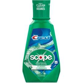 Crest + Scope Mouth Rinse, Classic Mint, 1 Liter Bottle, 6 Bottles/Case