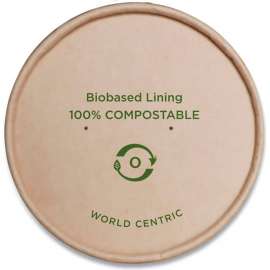World Centric Paper Lids For Bowls, Kraft, 3-5/8" Dia., Pack of 500