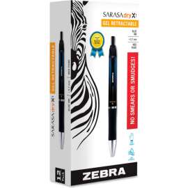 Zebra Sarasa Dry Gel X1 Retractable Gel Pen, Medium 0.7mm, Blue Ink/Barrel, Dozen
