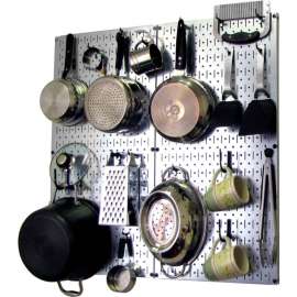 Wall Control Kitchen Pegboard Pack Storage & Organization Kit, Galvanized Black, 32" X 32" X 6"