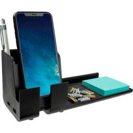 Bostitch Office Konnect Desk Organizer Power Base with Phone Stand, Black