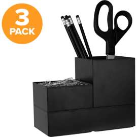 Bostitch Office Konnect Stackable Storage Cups, 3-Pack, Black