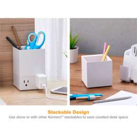 Bostitch Office Konnect Stackable Pencil Cup, 2-Pack, White