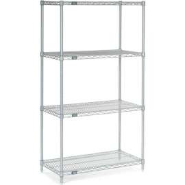 Nexel Stainless Steel, 4 Tier, Wire Shelving Starter Unit, 36"W x 18"D x 63"H
