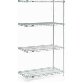 Nexel Stainless Steel, 4 Tier, Wire Shelving Add-On Unit, 36"W x 18"D x 63"H
