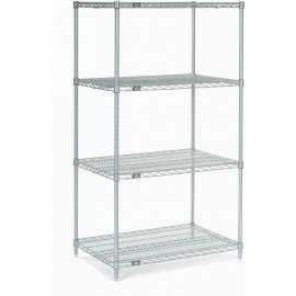 Nexel Stainless Steel, 4 Tier, Wire Shelving Starter Unit, 36"W x 24"D x 63"H