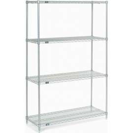 Nexel Stainless Steel, 4 Tier, Wire Shelving Starter Unit, 48"W x 18"D x 74"H