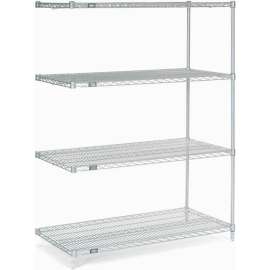 Nexel Stainless Steel, 4 Tier, Wire Shelving Add-On Unit, 48"W x 24"D x 63"H