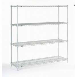 Nexel Stainless Steel, 4 Tier, Wire Shelving Starter Unit, 60"W x 18"D x 63"H