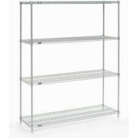 Nexel Stainless Steel, 4 Tier, Wire Shelving Starter Unit, 60"W x 18"D x 74"H