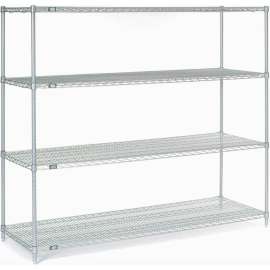 Nexel Stainless Steel, 4 Tier, Wire Shelving Starter Unit, 54"W x 18"D x 63"H