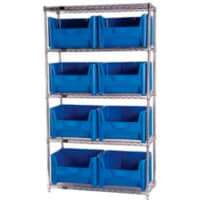 Quantum WR5-700 Chrome Wire Shelving With 8 Giant Hopper Bins Blue, 18x42x74