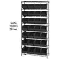 Quantum WR7-245 Chrome Wire Shelving With 24 Giant Plastic Stacking Bins Black, 36x12x74