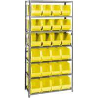 Quantum QSBU-265 Steel Shelving With 24 Giant Stacking Bins Yellow, 18x36x75