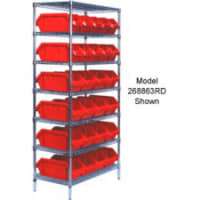 Quantum W7-14-18 Chrome Wire Shelving With 18 QuickPick Double Open Bins Red, 18x36x74