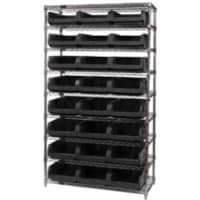 Quantum WR9-531 Chrome Shelving With 24 Magnum Giant Hopper Bins Black, 18x42x75
