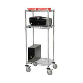 Nexel 3-Shelf Mobile Wire Printer Stand, 24"W x 18"D x 59"H, Chrome