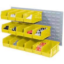 Global Industrial Wall Bin Rack Panel 36 x19 - 18 Yellow 5-1/2x11x5 Stacking Bins