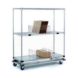 Nexel Open Sided Wire Exchange Truck w/3 Shelves, 1000 lb. Capacity, 48"L x 18"W x 69"H