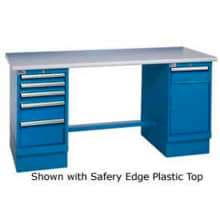 Global Industrial 60x30 Square Maple Pedestal Workbench with 4 Drawers & Cabinet