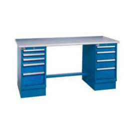 Global Industrial 72 x 30 ESD Square Edge Pedestal Workbench with 8 Drawers