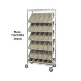 Global Industrial Easy Access Slant Shelf Chrome Wire Cart 18 4"H Shelf Bins Ivory 36Lx18Wx74H