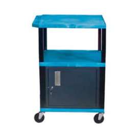 Luxor Garage Shop Utility Cart w/Cabinet, 250 lb. Capacity, 24"L x 18"W x 42-1/2"H, Blue