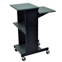 Luxor 4-Shelf Mobile Presentation Workstation, 18"W x 30"D x 40-1/4"H, Dark Gray