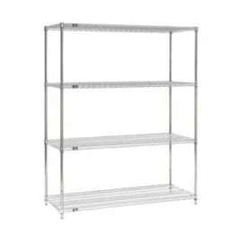 Nexel Stainless Steel, 4 Tier, Wire Shelving Starter Unit, 60"W x 18"D x 86"H