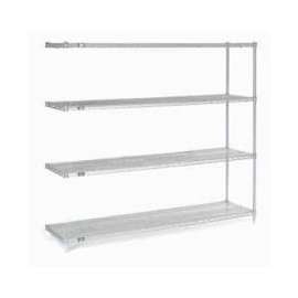 Nexel Stainless Steel, 4 Tier, Wire Shelving Add-On Unit, 60"W x 18"D x 86"H
