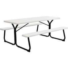 Global Industrial 6' Blow Molded Plastic Picnic Table, White