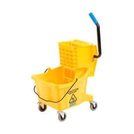 Carlisle Commercial Mop Bucket with Side-Press Wringer 26 Quart, Yellow - 3690804