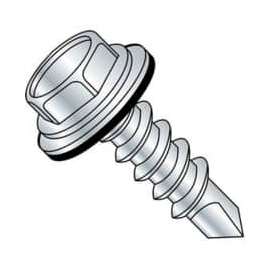 #12 x 1" Teks Self-Drilling Screw - Hex Washer Head - #3 Pt - Steel - Zinc Plated - Pkg of 100