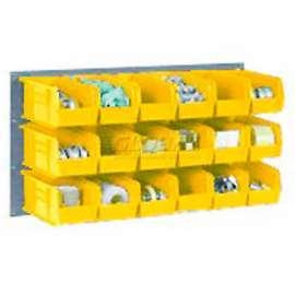 Global Industrial Wall Bin Rack Panel 36 x19 - 8 Yellow 8-1/4x14-3/4x7 Stacking Bins