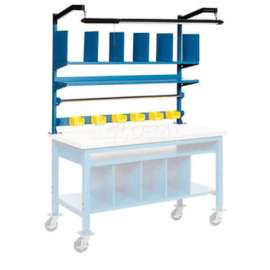 Global Industrial Riser Kit w/ Dividers Shelves & LED Light Kit, 60"W, Blue