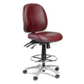 Interion Vinyl Stool - 8 Way Adjustable - Burgundy